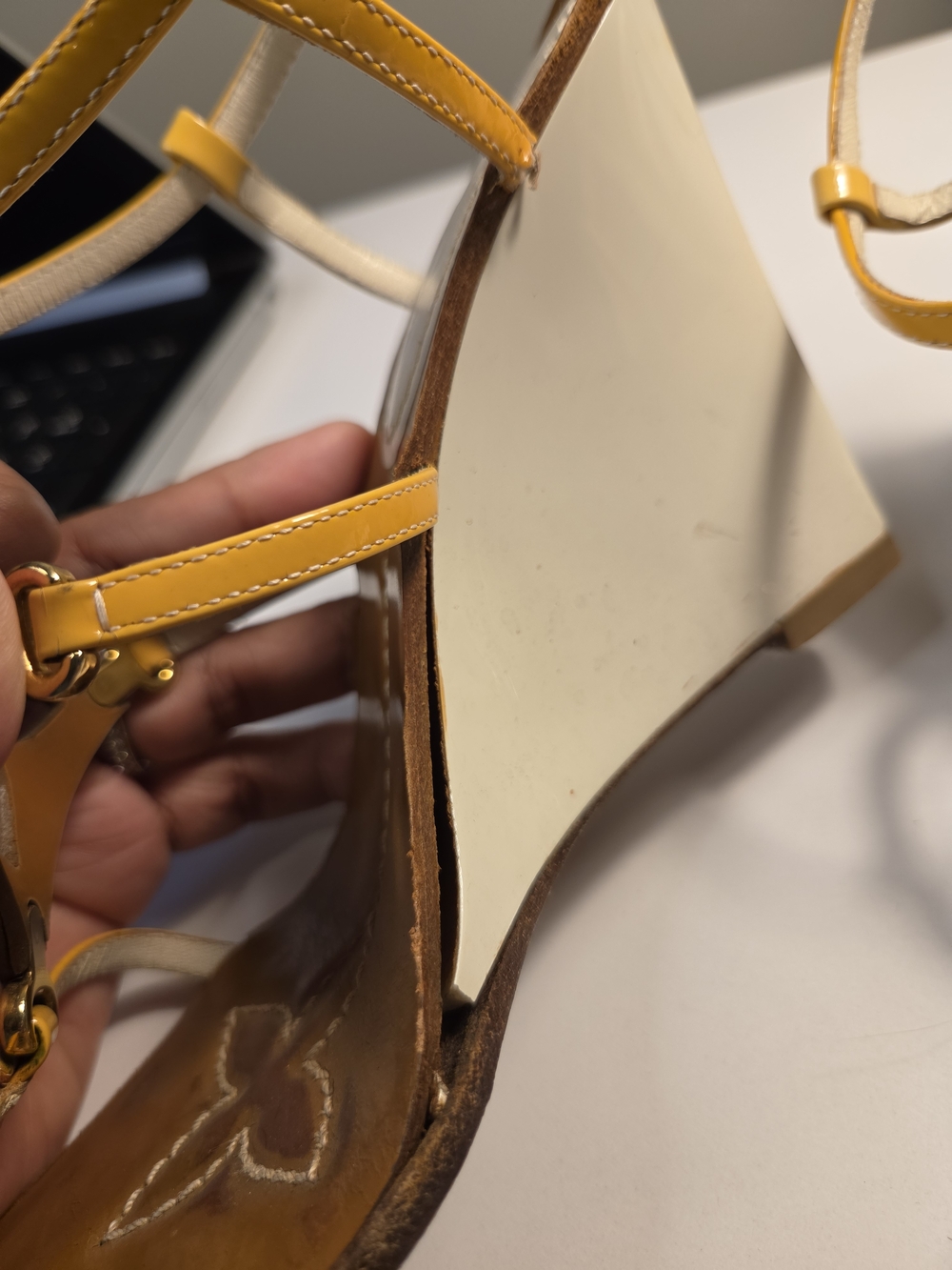 Authentic Louis Vuitton Monogram Flower Wedge Sandals 36.5 - Picture 7 of 12
